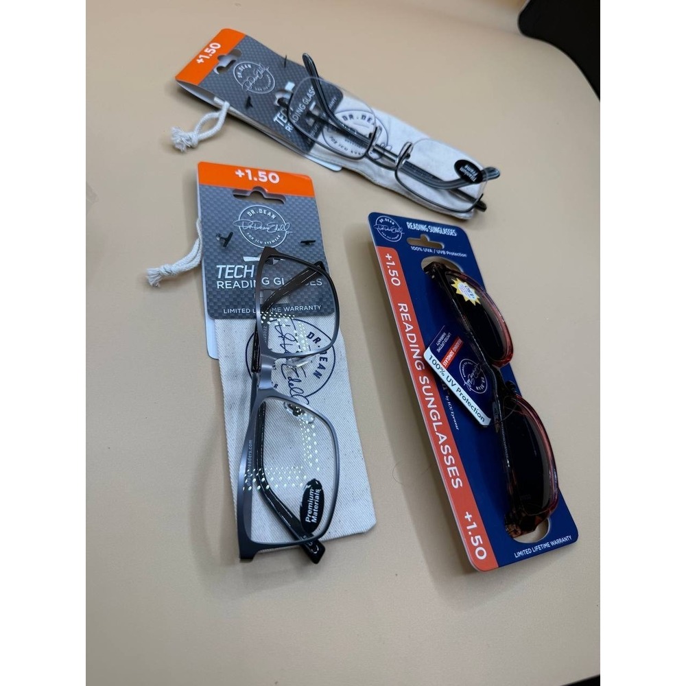Lot of 3  Dr. Dean ICU‎ Tech Eyewear Reading Glasses/Reading Sunglasses +1.50
